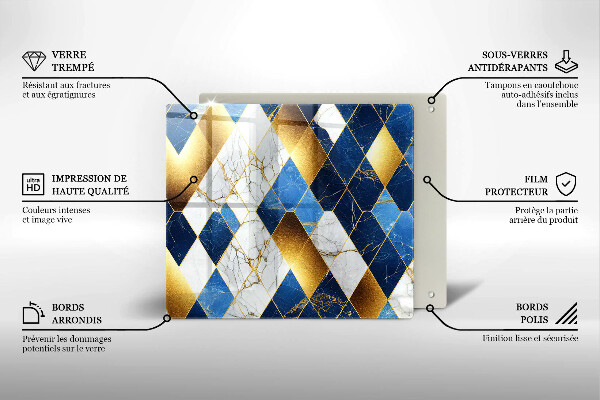 Glas Ceranfeldabdeckung Goldene Marmorrauten