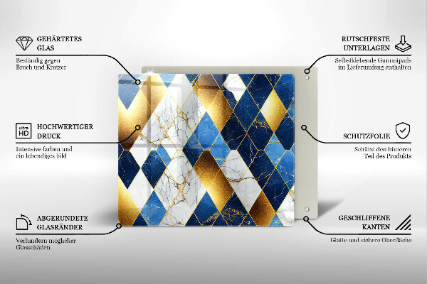 Glas Ceranfeldabdeckung Goldene Marmorrauten