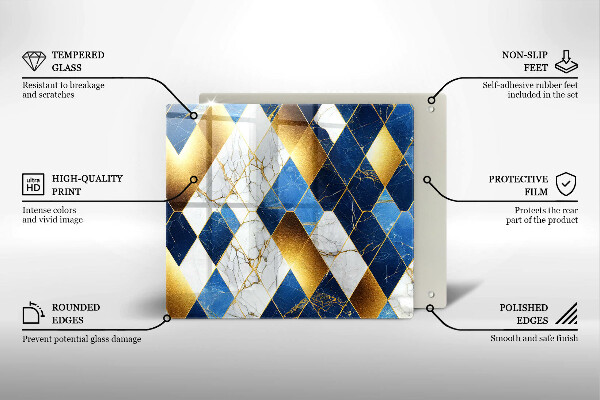 Glas Ceranfeldabdeckung Goldene Marmorrauten