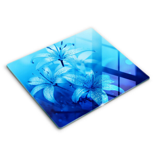 Glas Ceranfeldabdeckung Blaue Blumen