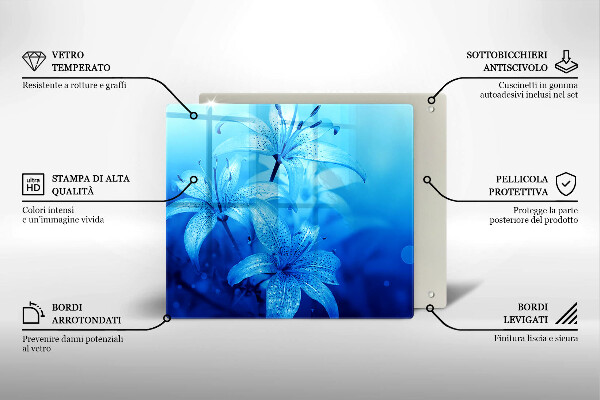 Glas Ceranfeldabdeckung Blaue Blumen
