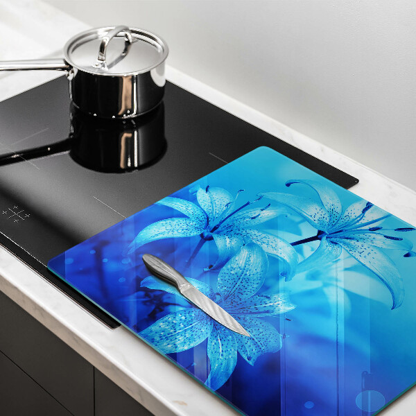 Glas Ceranfeldabdeckung Blaue Blumen