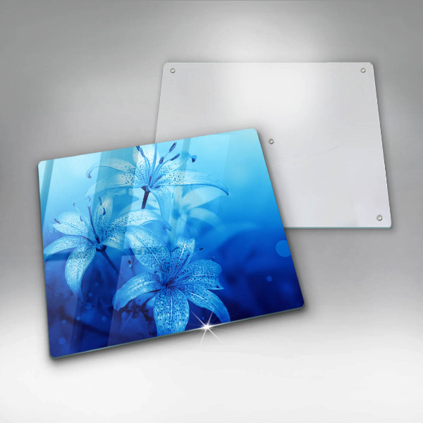 Glas Ceranfeldabdeckung Blaue Blumen