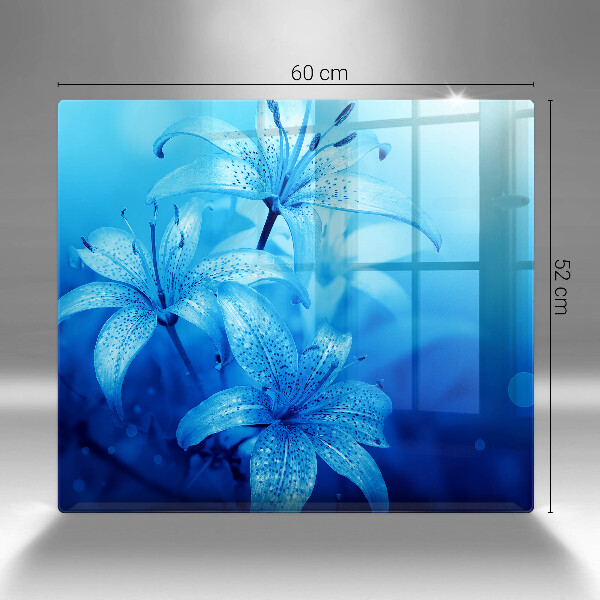 Glas Ceranfeldabdeckung Blaue Blumen