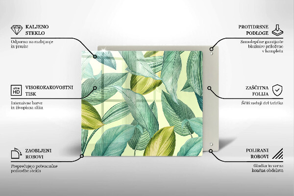 Glas Ceranfeldabdeckung Grüne tropische Blätter