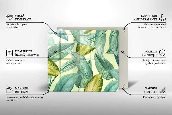 Glas Ceranfeldabdeckung Grüne tropische Blätter