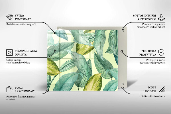 Glas Ceranfeldabdeckung Grüne tropische Blätter