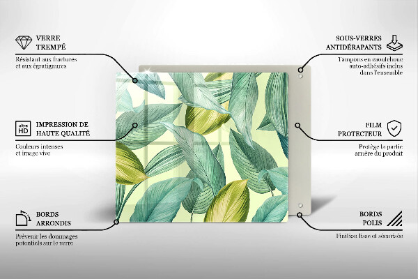 Glas Ceranfeldabdeckung Grüne tropische Blätter