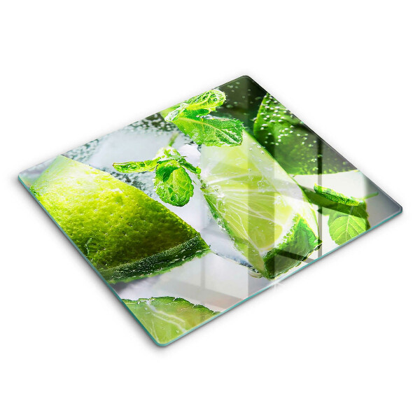 Glas Ceranfeldabdeckung Wasser mit Limette und Eis