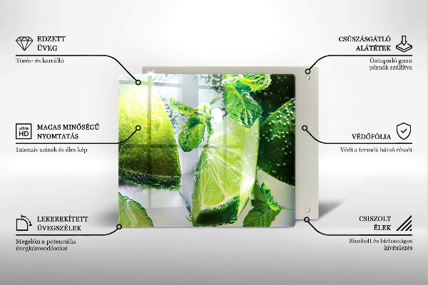 Glas Ceranfeldabdeckung Wasser mit Limette und Eis