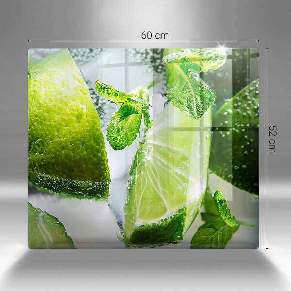 Glas Ceranfeldabdeckung Wasser mit Limette und Eis