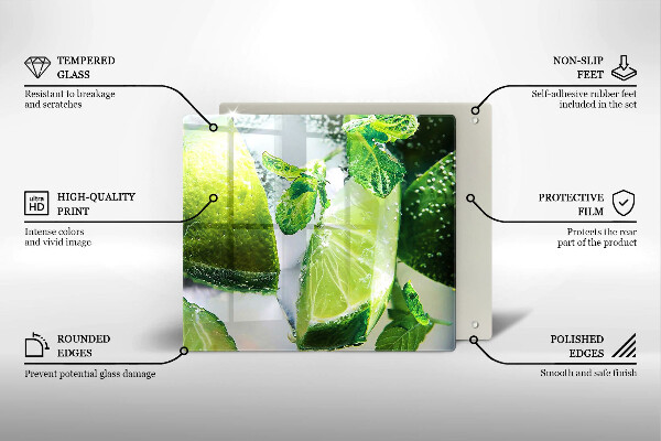 Glas Ceranfeldabdeckung Wasser mit Limette und Eis