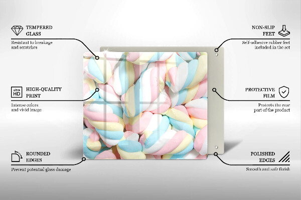 Glas Ceranfeldabdeckung Bunte Marshmallows