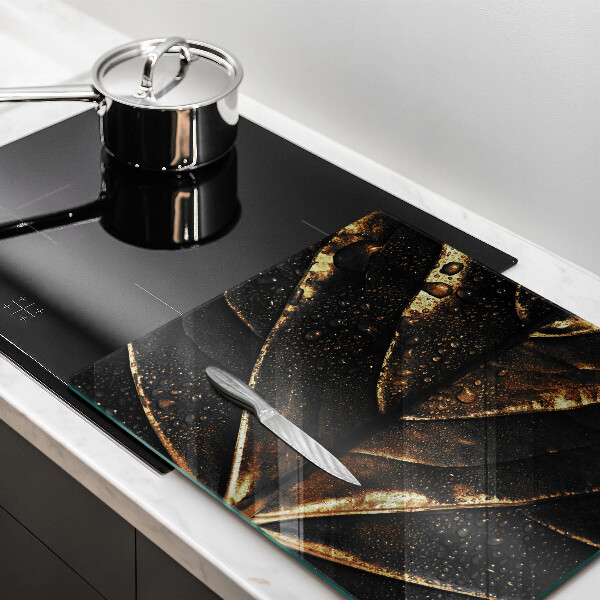 Glas Ceranfeldabdeckung Gold Blatt