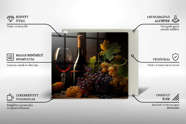 Glas Ceranfeldabdeckung Glas Wein und Trauben