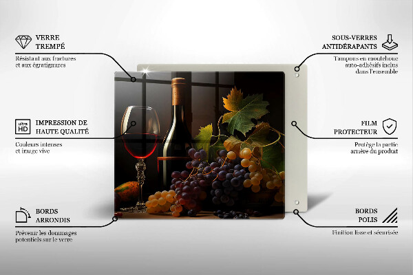 Glas Ceranfeldabdeckung Glas Wein und Trauben