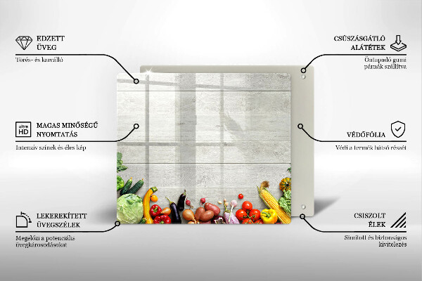 Glas Ceranfeldabdeckung Gemüse auf Brettern