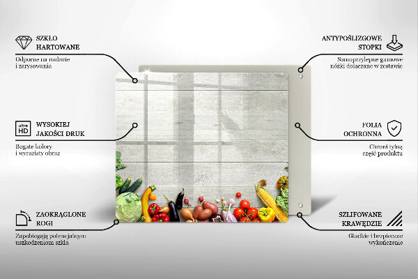 Glas Ceranfeldabdeckung Gemüse auf Brettern