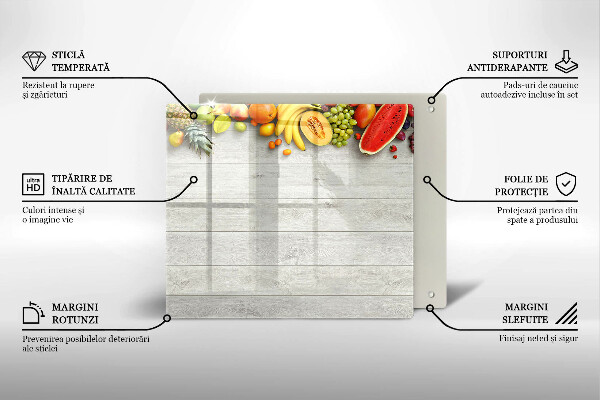 Glas Ceranfeldabdeckung Früchte auf Brettern