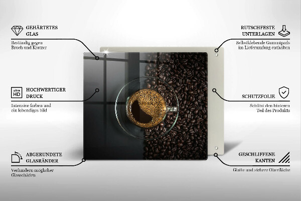 Glas Ceranfeldabdeckung Kaffee und Bohnen
