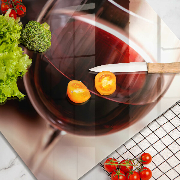 Glas Ceranfeldabdeckung Ein Glas Rotwein