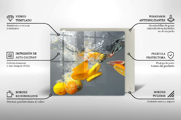 Glas Ceranfeldabdeckung Zitronen im Wasser