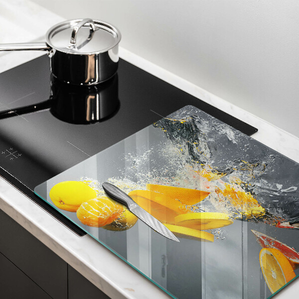 Glas Ceranfeldabdeckung Zitronen im Wasser