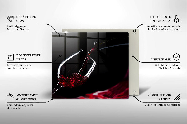 Glas Herdabdeckplatte Ein Glas Rotwein