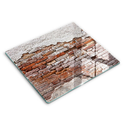 Glas Herdabdeckplatte Alte Ziegel- und Betonmauer