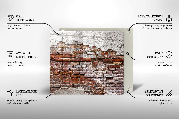 Glas Herdabdeckplatte Alte Ziegel- und Betonmauer