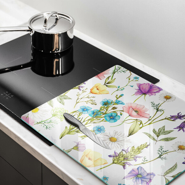 Glas Herdabdeckplatte Blumenillustration