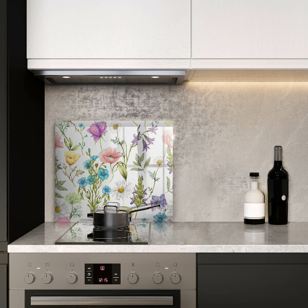 Glas Herdabdeckplatte Blumenillustration