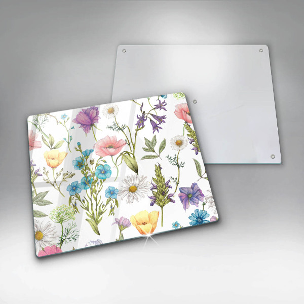 Glas Herdabdeckplatte Blumenillustration