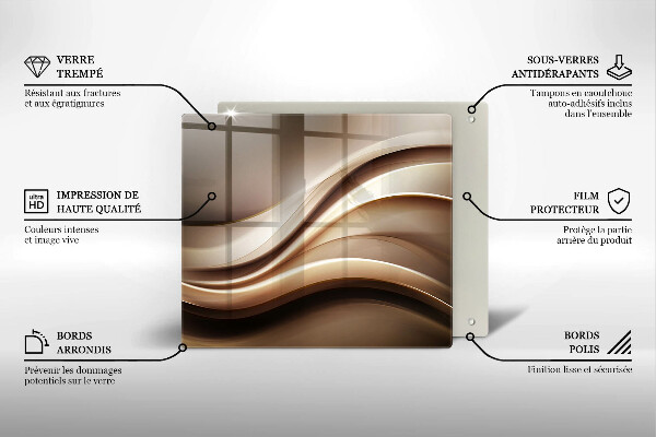 Glas Herdabdeckplatte Abstraktion sanfte Linien