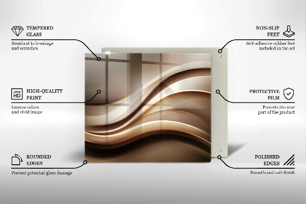 Glas Herdabdeckplatte Abstraktion sanfte Linien