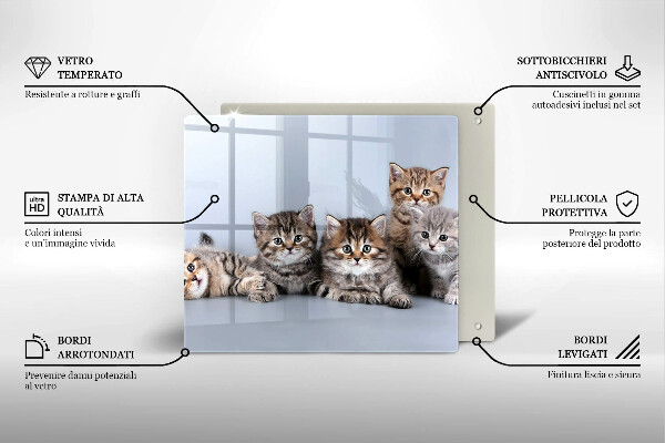 Glas Herdabdeckplatte Süße kleine Kätzchen
