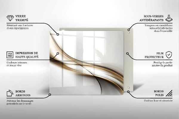 Glas Herdabdeckplatte Weiche Linien Abstraktion