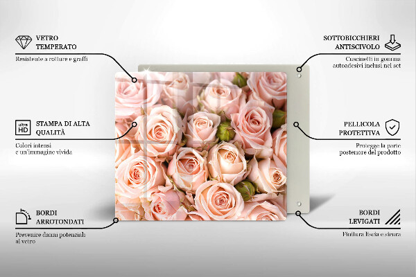 Glas Herdabdeckplatte Strauß zarter Rosen