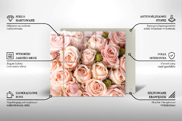 Glas Herdabdeckplatte Strauß zarter Rosen