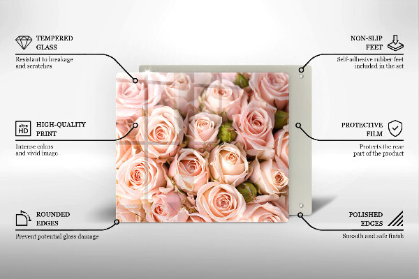 Glas Herdabdeckplatte Strauß zarter Rosen