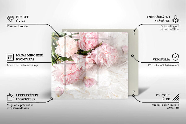 Glas Herdabdeckplatte Zarte Rosenblüten