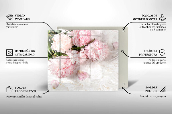 Glas Herdabdeckplatte Zarte Rosenblüten