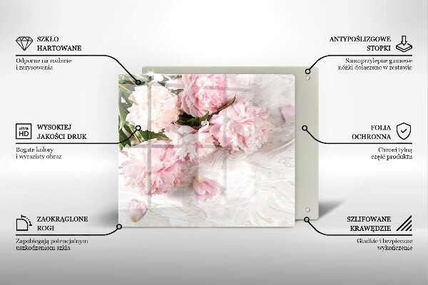 Glas Herdabdeckplatte Zarte Rosenblüten