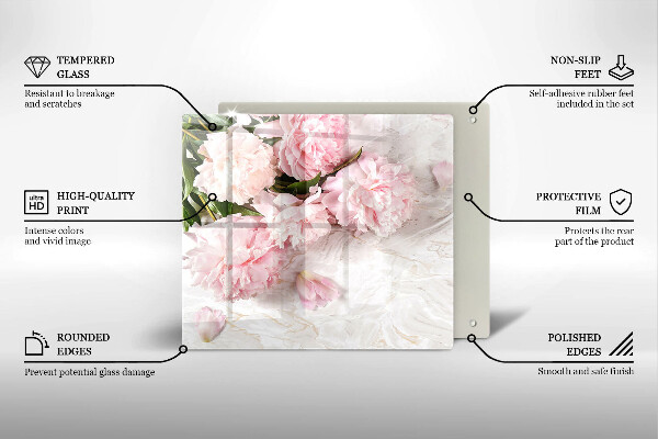 Glas Herdabdeckplatte Zarte Rosenblüten