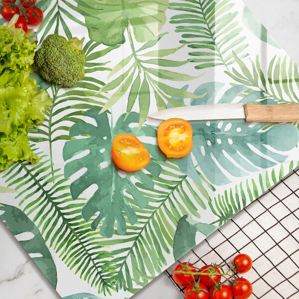 Glas Herdabdeckplatte Aquarell-Boho-Blätter