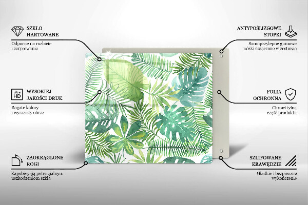 Glas Herdabdeckplatte Aquarell-Boho-Blätter