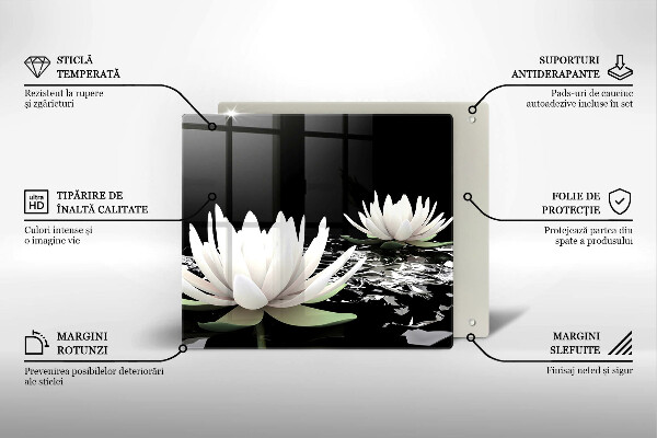 Glas Herdabdeckplatte Weiße Lilien auf dem Wasser