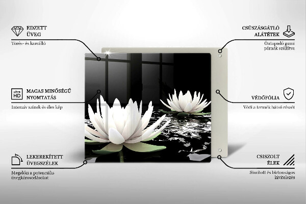 Glas Herdabdeckplatte Weiße Lilien auf dem Wasser