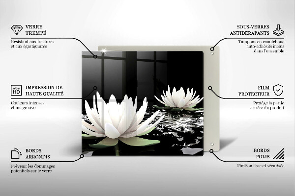 Glas Herdabdeckplatte Weiße Lilien auf dem Wasser