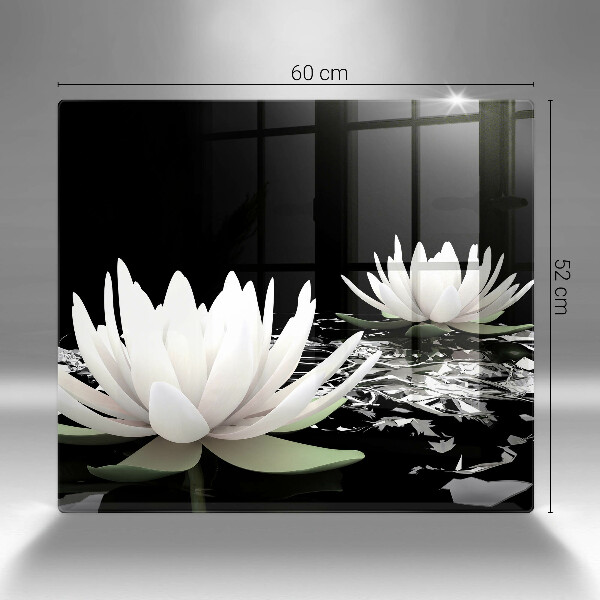 Glas Herdabdeckplatte Weiße Lilien auf dem Wasser
